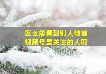 怎么能看到别人微信视频号里关注的人呢