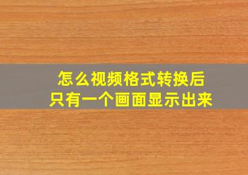 怎么视频格式转换后只有一个画面显示出来