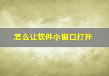 怎么让软件小窗口打开