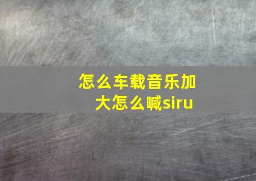 怎么车载音乐加大怎么喊siru