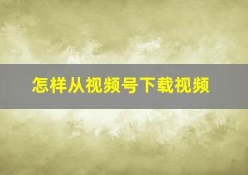 怎样从视频号下载视频