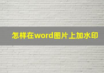 怎样在word图片上加水印