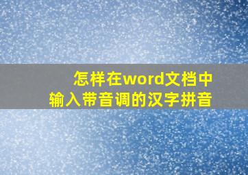 怎样在word文档中输入带音调的汉字拼音