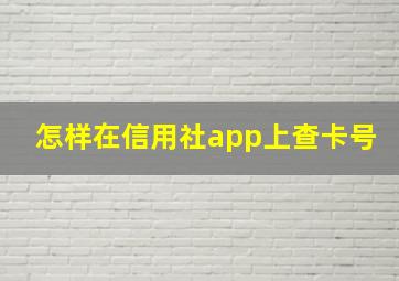 怎样在信用社app上查卡号