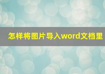 怎样将图片导入word文档里