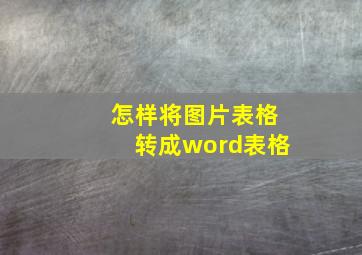 怎样将图片表格转成word表格