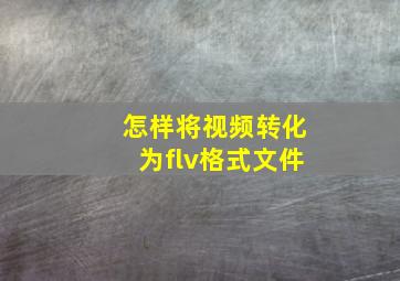 怎样将视频转化为flv格式文件