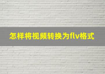 怎样将视频转换为flv格式