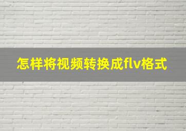 怎样将视频转换成flv格式