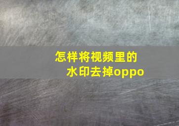 怎样将视频里的水印去掉oppo