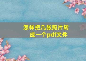 怎样把几张照片转成一个pdf文件