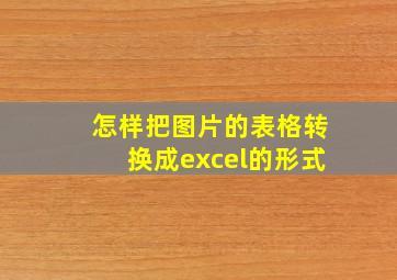 怎样把图片的表格转换成excel的形式