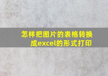 怎样把图片的表格转换成excel的形式打印