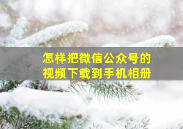 怎样把微信公众号的视频下载到手机相册