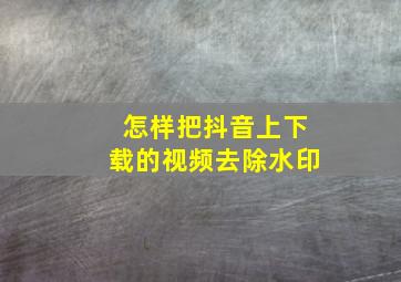 怎样把抖音上下载的视频去除水印