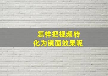 怎样把视频转化为镜面效果呢