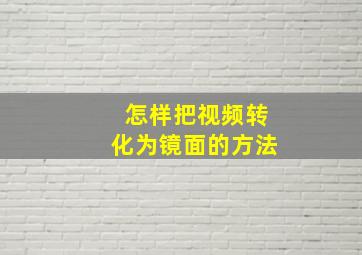 怎样把视频转化为镜面的方法