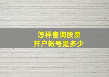 怎样查询股票开户帐号是多少