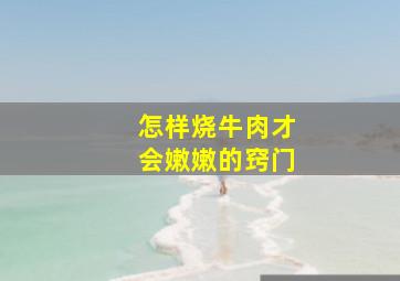 怎样烧牛肉才会嫩嫩的窍门