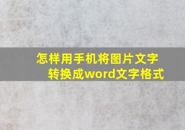 怎样用手机将图片文字转换成word文字格式