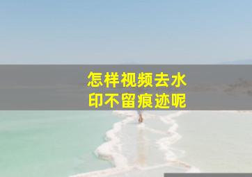 怎样视频去水印不留痕迹呢