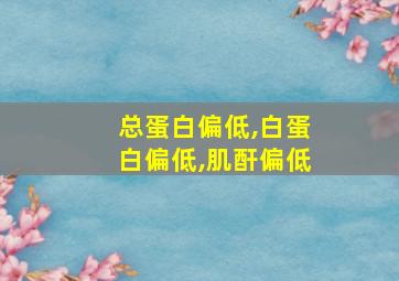 总蛋白偏低,白蛋白偏低,肌酐偏低