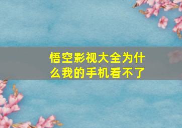 悟空影视大全为什么我的手机看不了