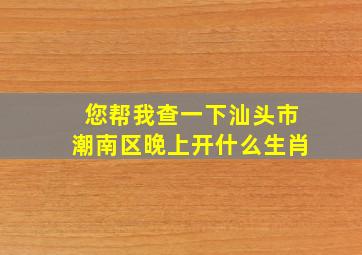 您帮我查一下汕头市潮南区晚上开什么生肖