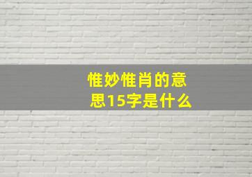 惟妙惟肖的意思15字是什么