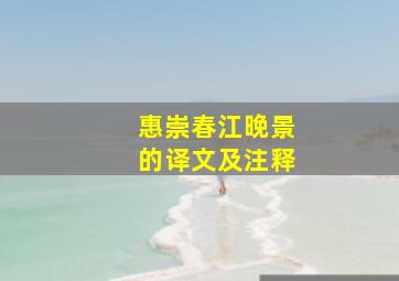 惠崇春江晚景的译文及注释