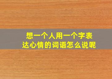 想一个人用一个字表达心情的词语怎么说呢