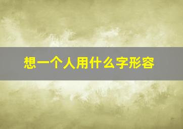 想一个人用什么字形容