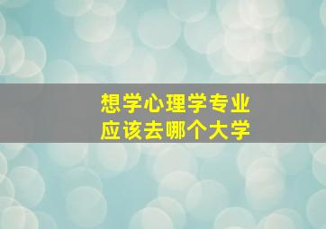 想学心理学专业应该去哪个大学