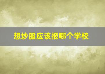 想炒股应该报哪个学校