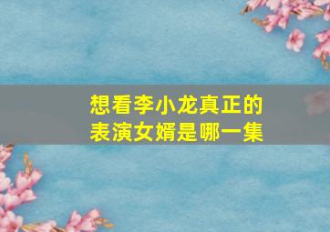 想看李小龙真正的表演女婿是哪一集