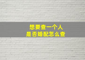 想要查一个人是否婚配怎么查