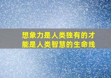 想象力是人类独有的才能是人类智慧的生命线