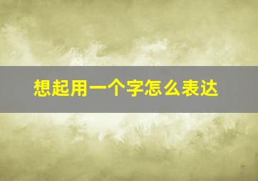 想起用一个字怎么表达