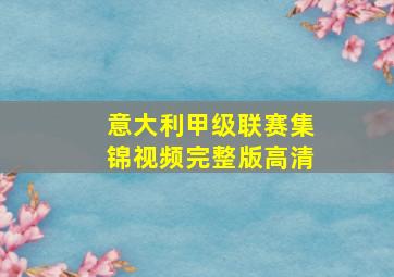 意大利甲级联赛集锦视频完整版高清