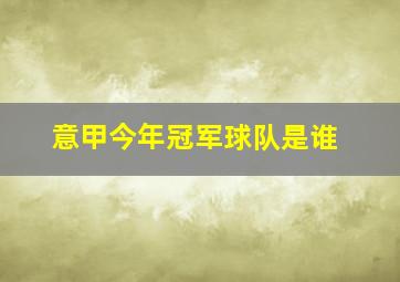 意甲今年冠军球队是谁