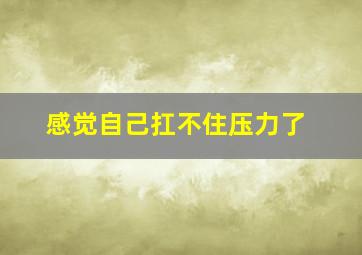 感觉自己扛不住压力了