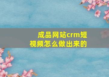 成品网站crm短视频怎么做出来的