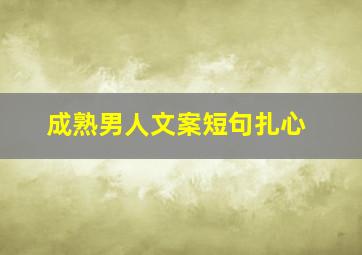 成熟男人文案短句扎心