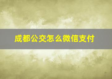 成都公交怎么微信支付