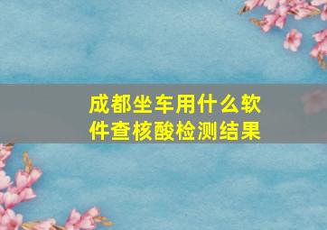 成都坐车用什么软件查核酸检测结果