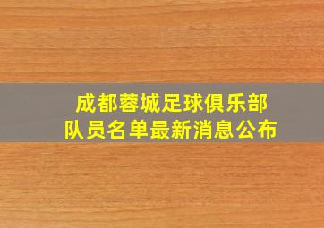 成都蓉城足球俱乐部队员名单最新消息公布