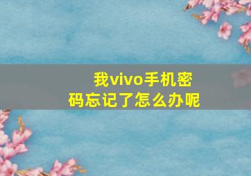 我vivo手机密码忘记了怎么办呢