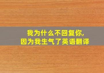 我为什么不回复你,因为我生气了英语翻译