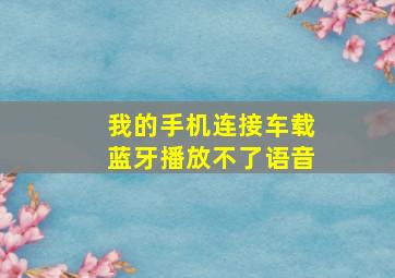 我的手机连接车载蓝牙播放不了语音