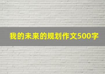 我的未来的规划作文500字